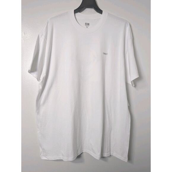 Obey T Shirt Size XXL White Back Graphic Geometric Power Canvas Skater NEW - Picture 1 of 7